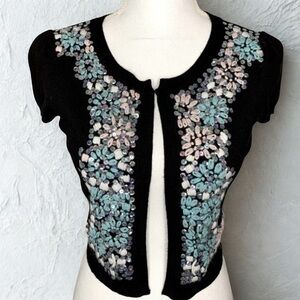 NWT INC International Concepts Black Sequin Shrug Sweater Size Small